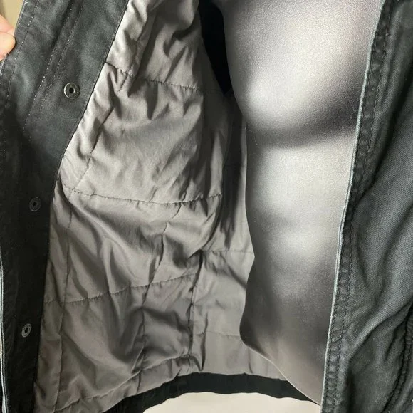 Converse One Star Black Jacket Quilted Lined Zip Snap Front Coat Size XS - Picture 7 of 10